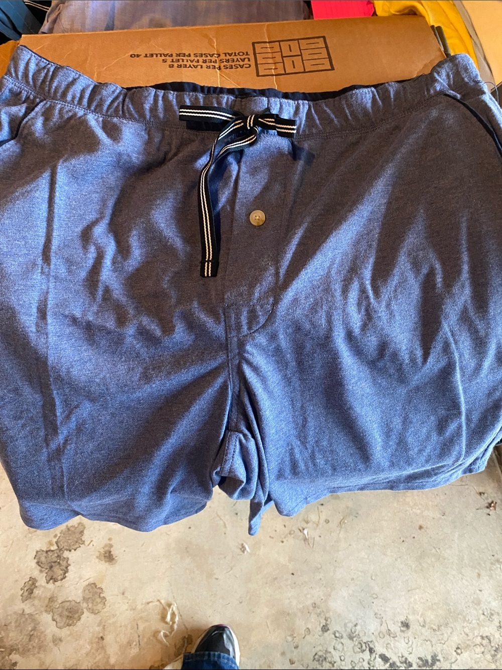 Nautica Men's (L) Navy Athletic Lounge Shorts with Striped Drawstring